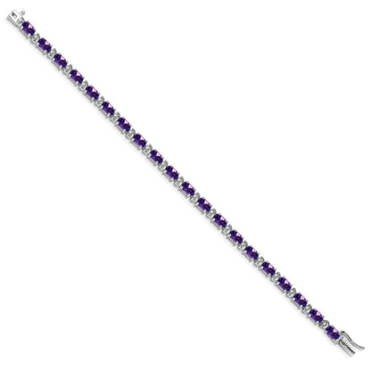 14K Gelbgold Armband mit ovalem Amethyst und natürlichen Diamanten