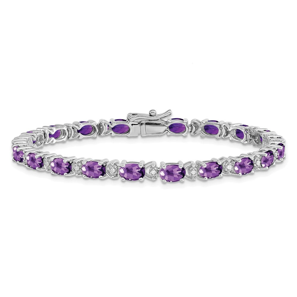 14K Gelbgold Armband mit ovalem Amethyst und natürlichen Diamanten