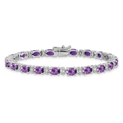 14K Gelbgold Armband mit ovalem Amethyst und natürlichen Diamanten