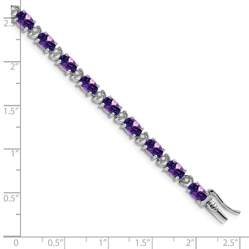 14K Gelbgold Armband mit ovalem Amethyst und natürlichen Diamanten