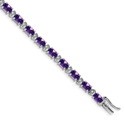 14K Gelbgold Armband mit ovalem Amethyst und natürlichen Diamanten