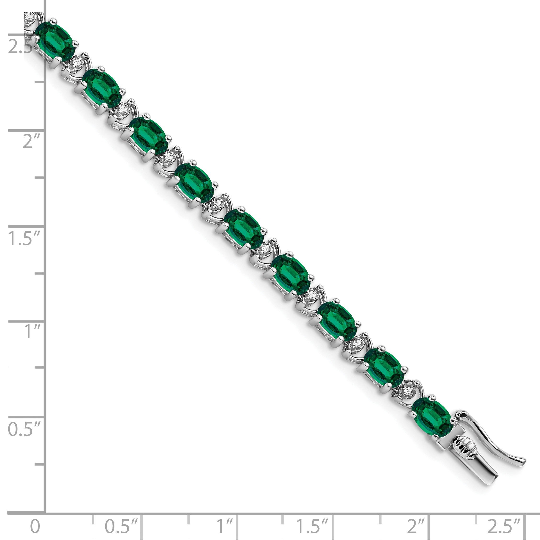 14K Gelbgold-Armband mit ovalem Labor-Smaragd und natürlichen Diamanten