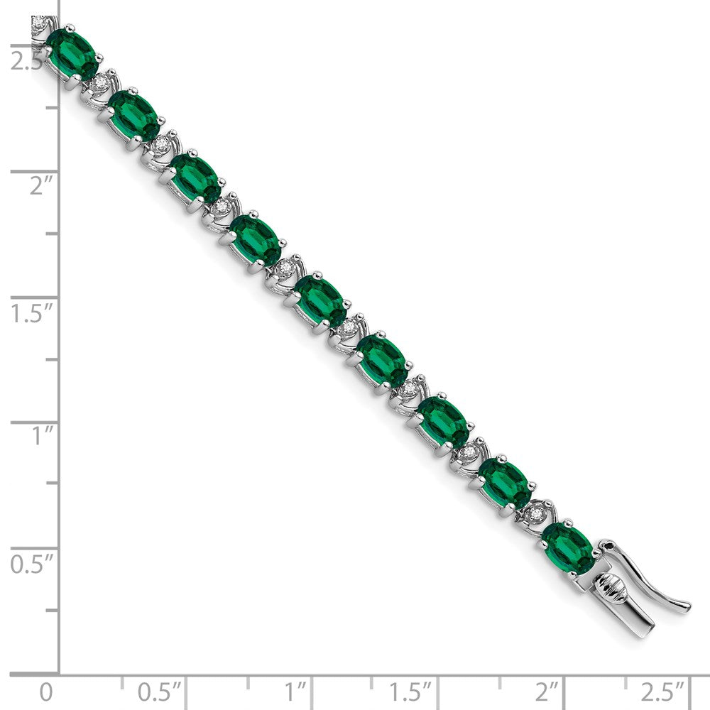 14K Gelbgold-Armband mit ovalem Labor-Smaragd und natürlichen Diamanten