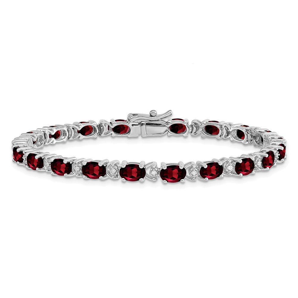 14K Gelbgold Armband mit ovalem Granat und natürlichen Diamanten