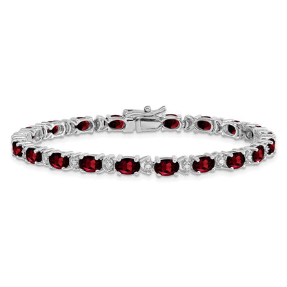 14K Gelbgold Armband mit ovalem Granat und natürlichen Diamanten