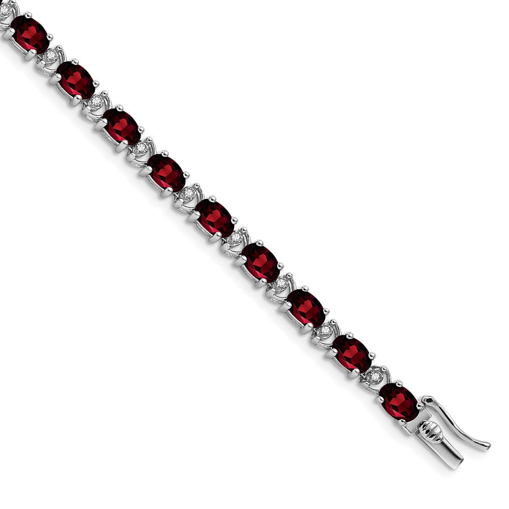 14K Gelbgold Armband mit ovalem Granat und natürlichen Diamanten