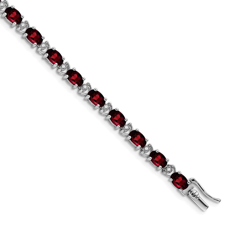 14K Gelbgold Armband mit ovalem Granat und natürlichen Diamanten