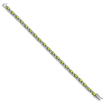 14K Gelbgold Armband mit ovalem Peridot und natürlichen Diamanten