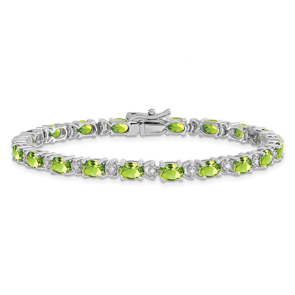 14K Gelbgold Armband mit ovalem Peridot und natürlichen Diamanten