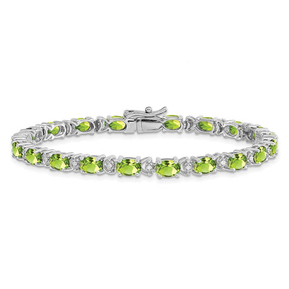 14K Gelbgold Armband mit ovalem Peridot und natürlichen Diamanten