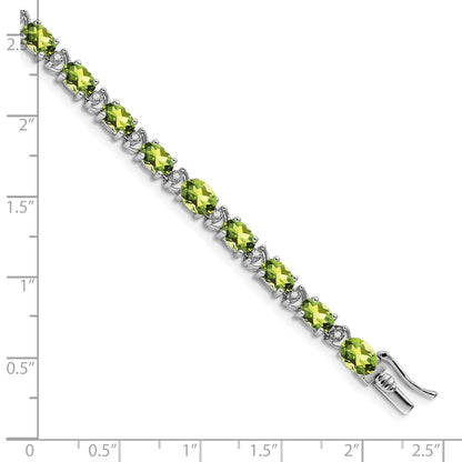 14K Gelbgold Armband mit ovalem Peridot und natürlichen Diamanten