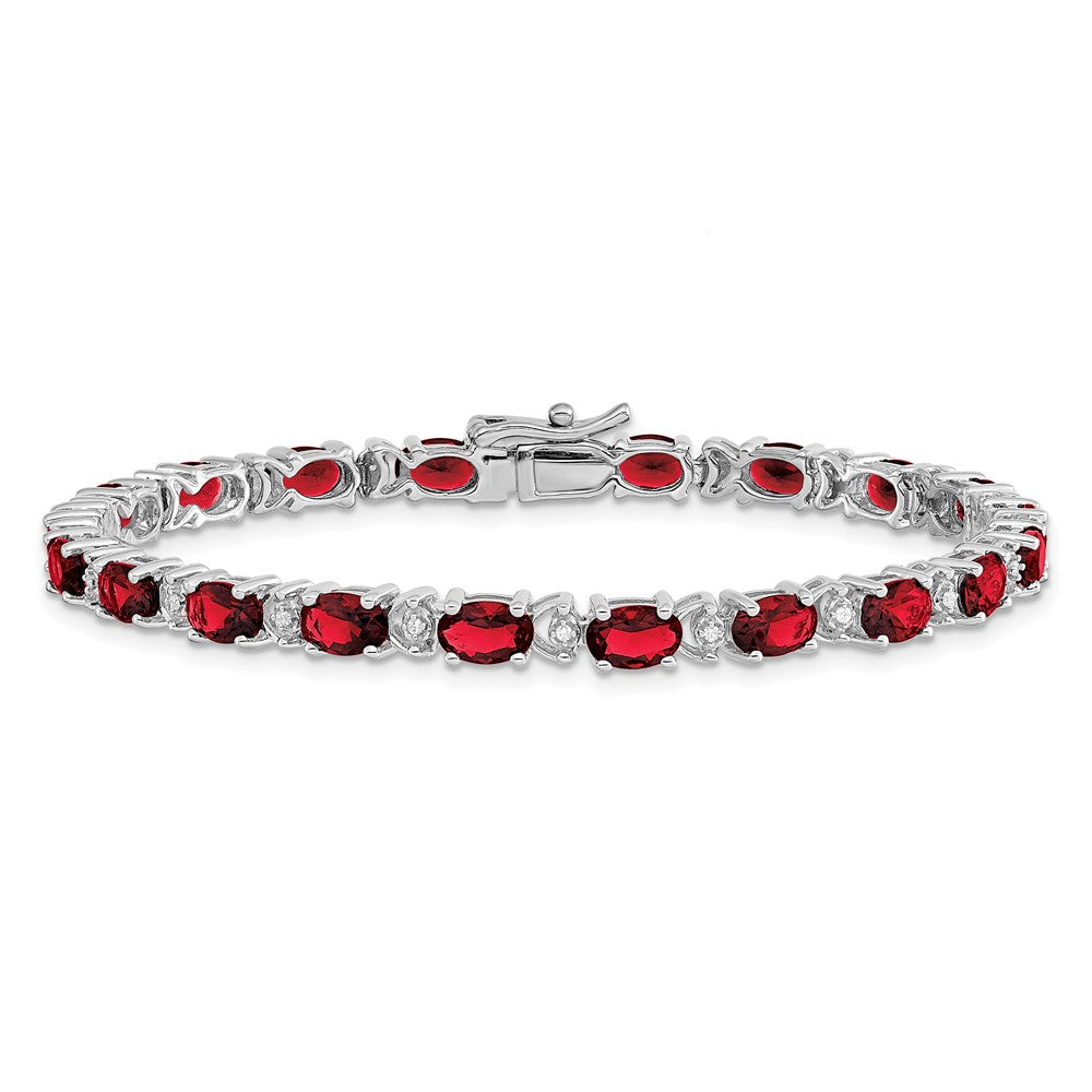 14K Gelbgold-Armband mit ovalem Labor-Rubin und natürlichen Diamanten