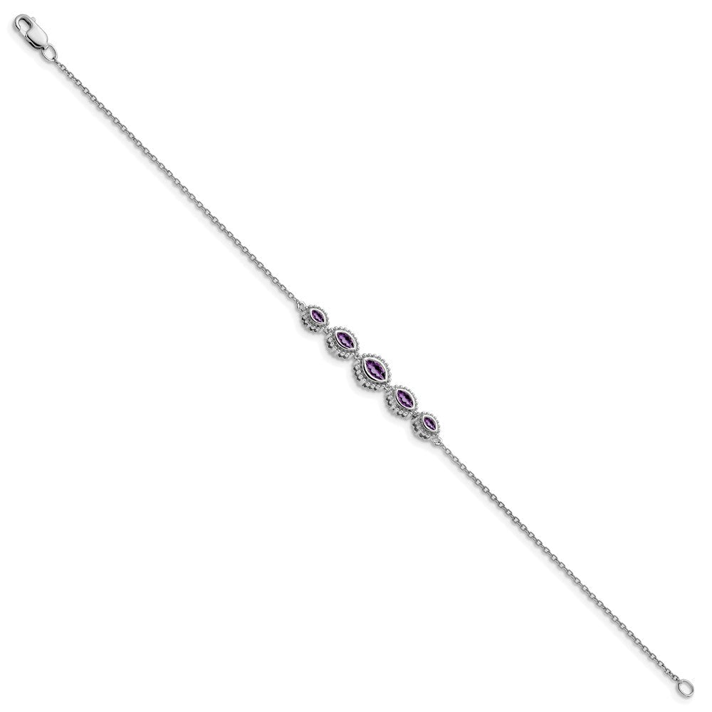 14K Gelbgold Armband mit Amethyst im Marquise-Schliff