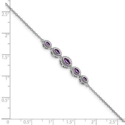14K Gelbgold Armband mit Amethyst im Marquise-Schliff