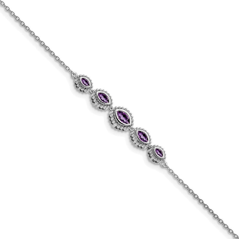14K Gelbgold Armband mit Amethyst im Marquise-Schliff