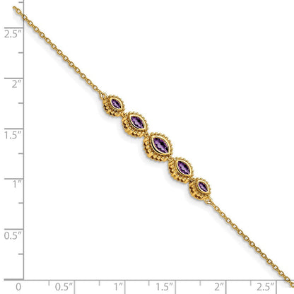 14K Gelbgold Armband mit Amethyst im Marquise-Schliff