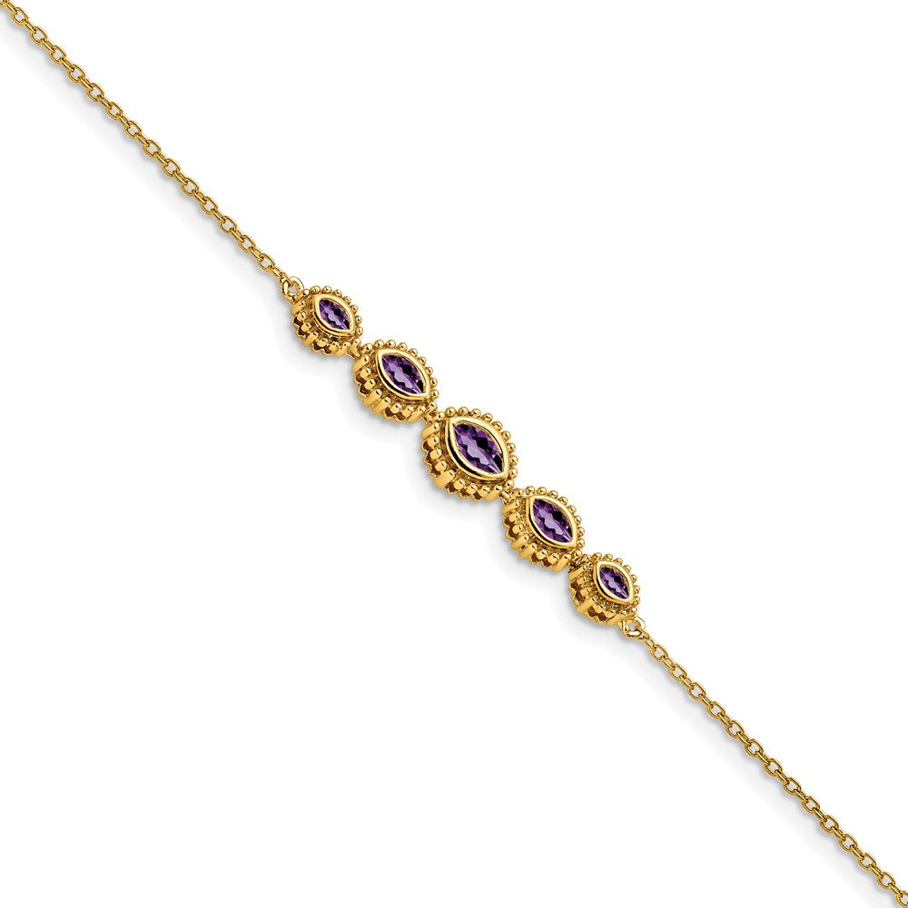 14K Gelbgold Armband mit Amethyst im Marquise-Schliff