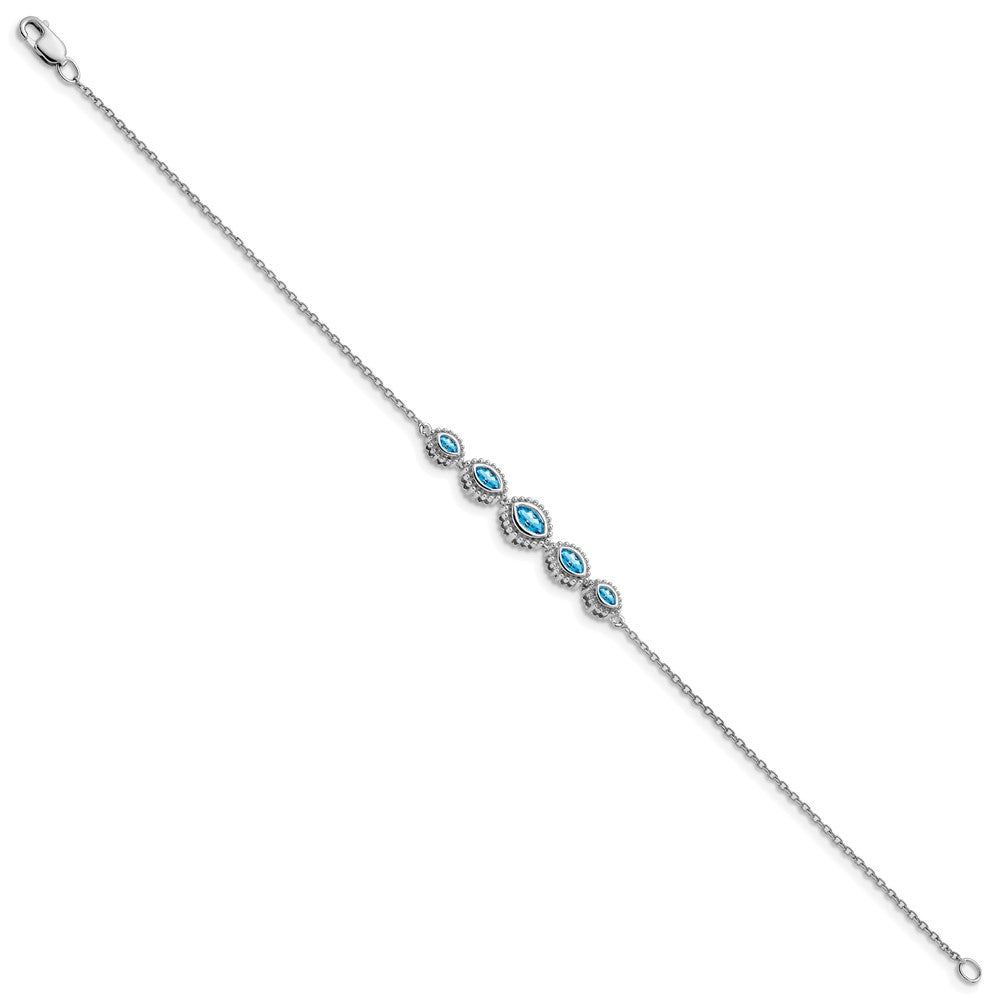 14K Gelbgold Armband mit Swiss Blue Topas im Marquise-Schliff