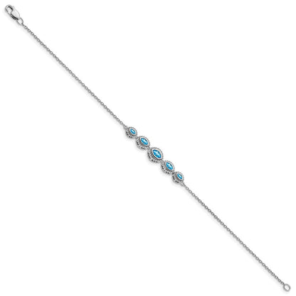 14K Gelbgold Armband mit Swiss Blue Topas im Marquise-Schliff