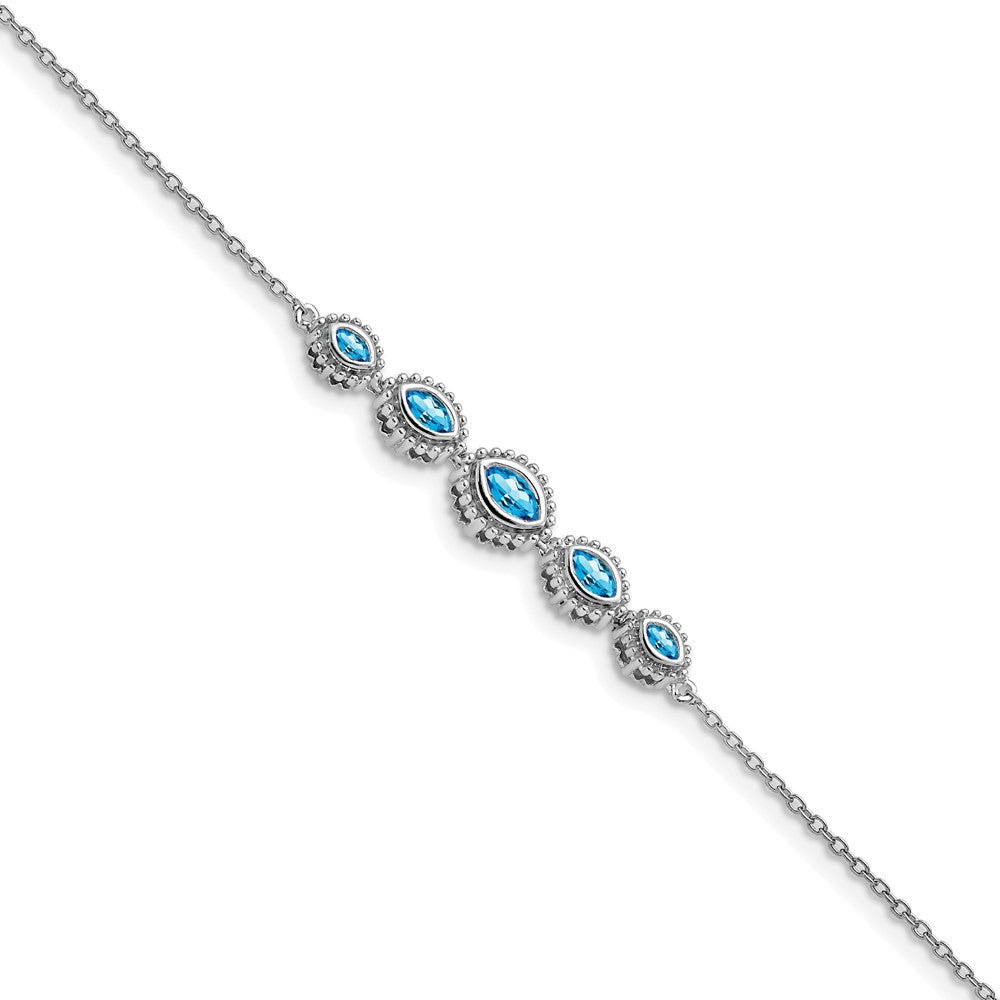 14K Gelbgold Armband mit Swiss Blue Topas im Marquise-Schliff