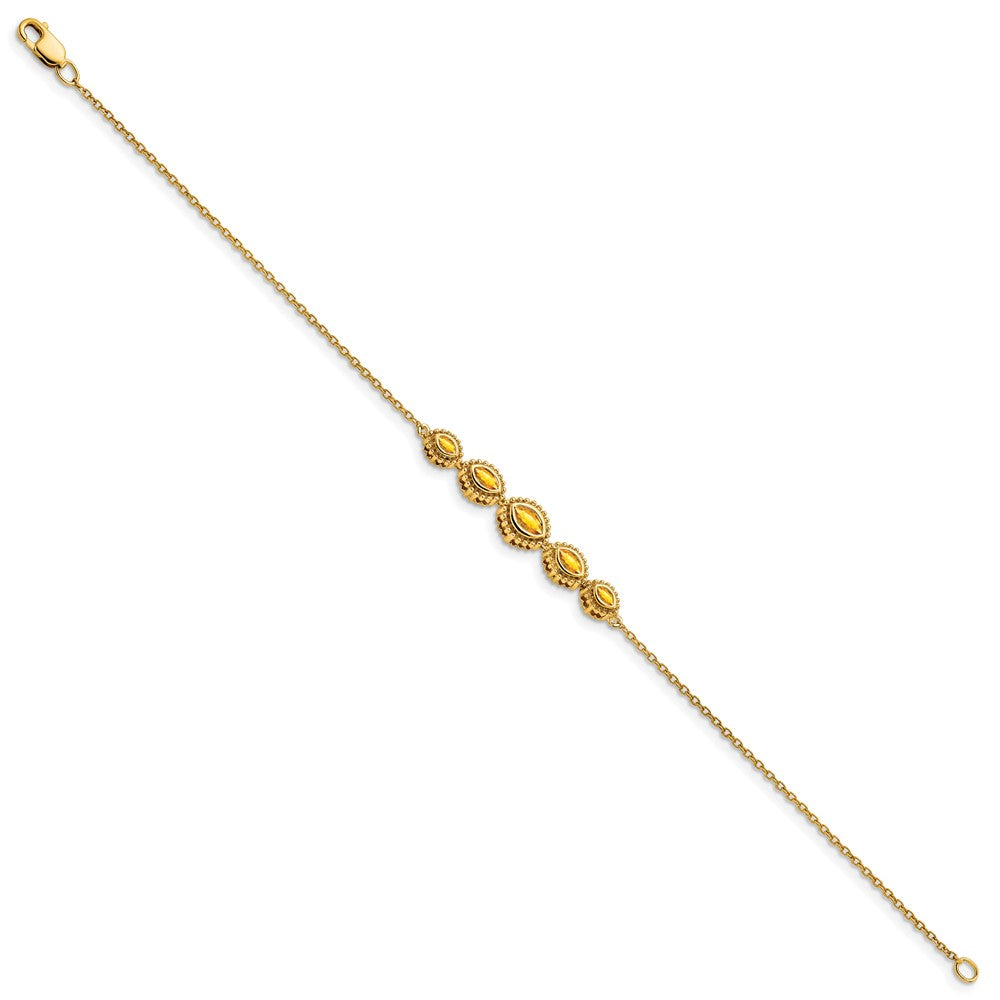 14K Gelbgold Citrin-Armband mit Marquiseschliff