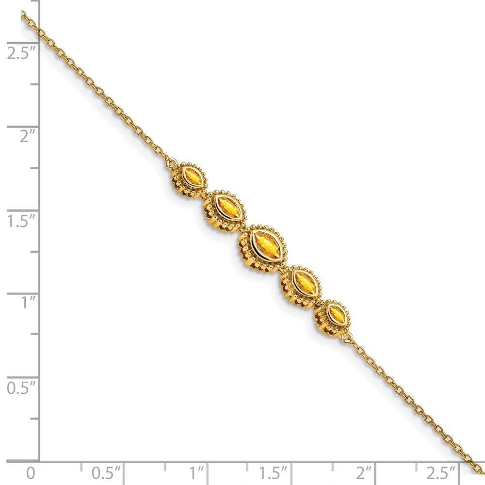 14K Gelbgold Citrin-Armband mit Marquiseschliff