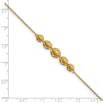 14K Gelbgold Citrin-Armband mit Marquiseschliff