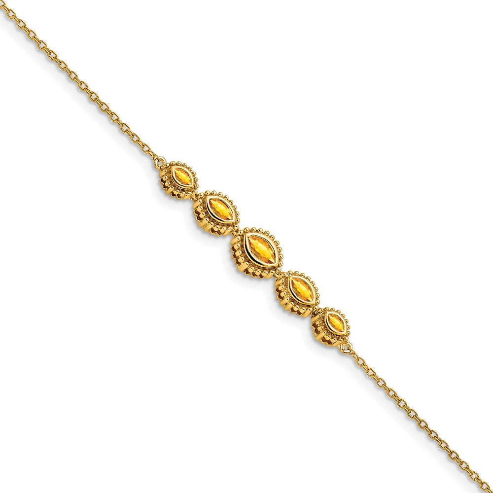14K Gelbgold Citrin-Armband mit Marquiseschliff