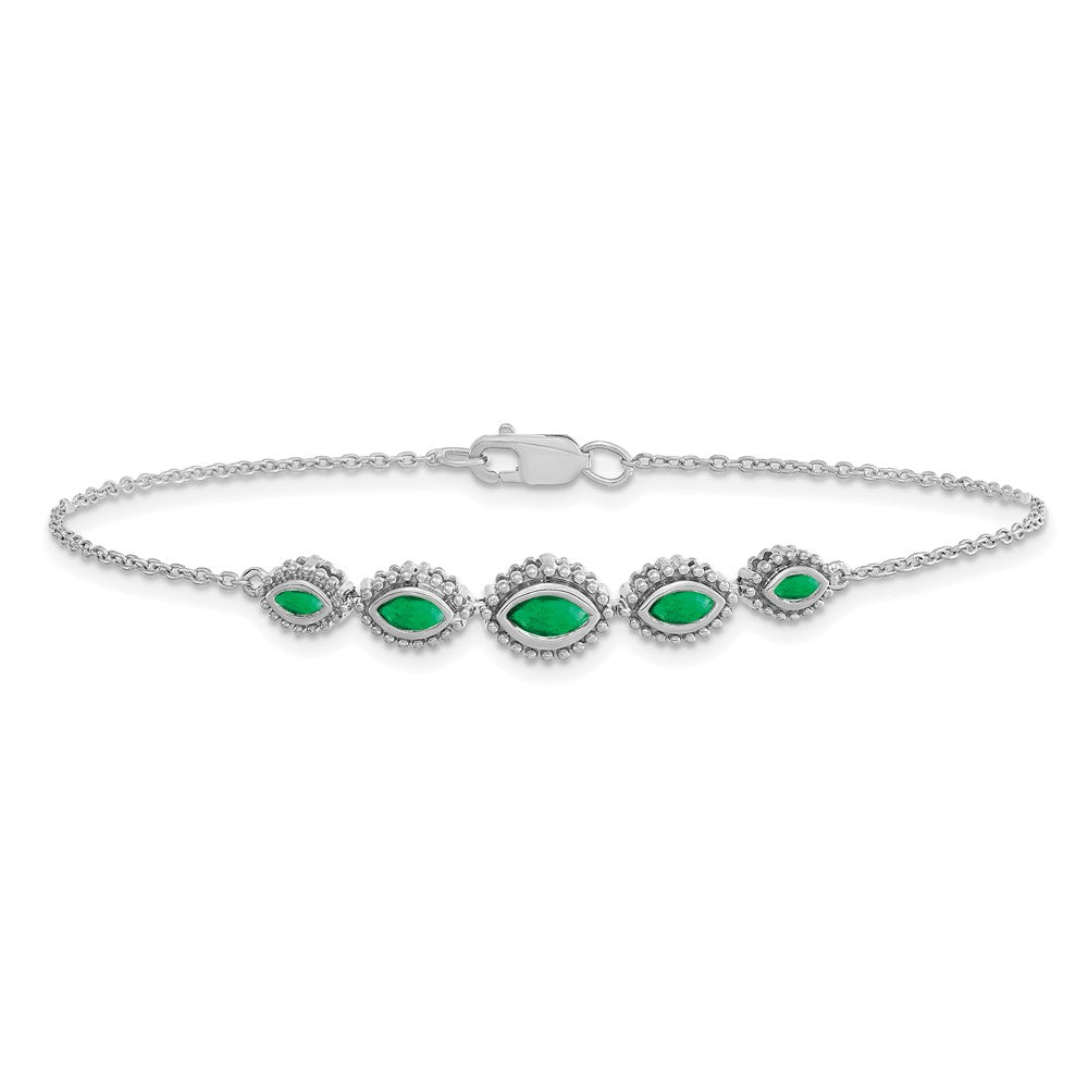 14K Gelbgold Armband mit Smaragden im Marquise-Schliff