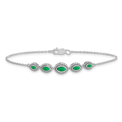 14K Gelbgold Armband mit Smaragden im Marquise-Schliff