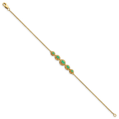 14K Gelbgold Armband mit Smaragden im Marquise-Schliff