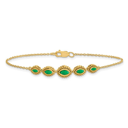 14K Gelbgold Armband mit Smaragden im Marquise-Schliff