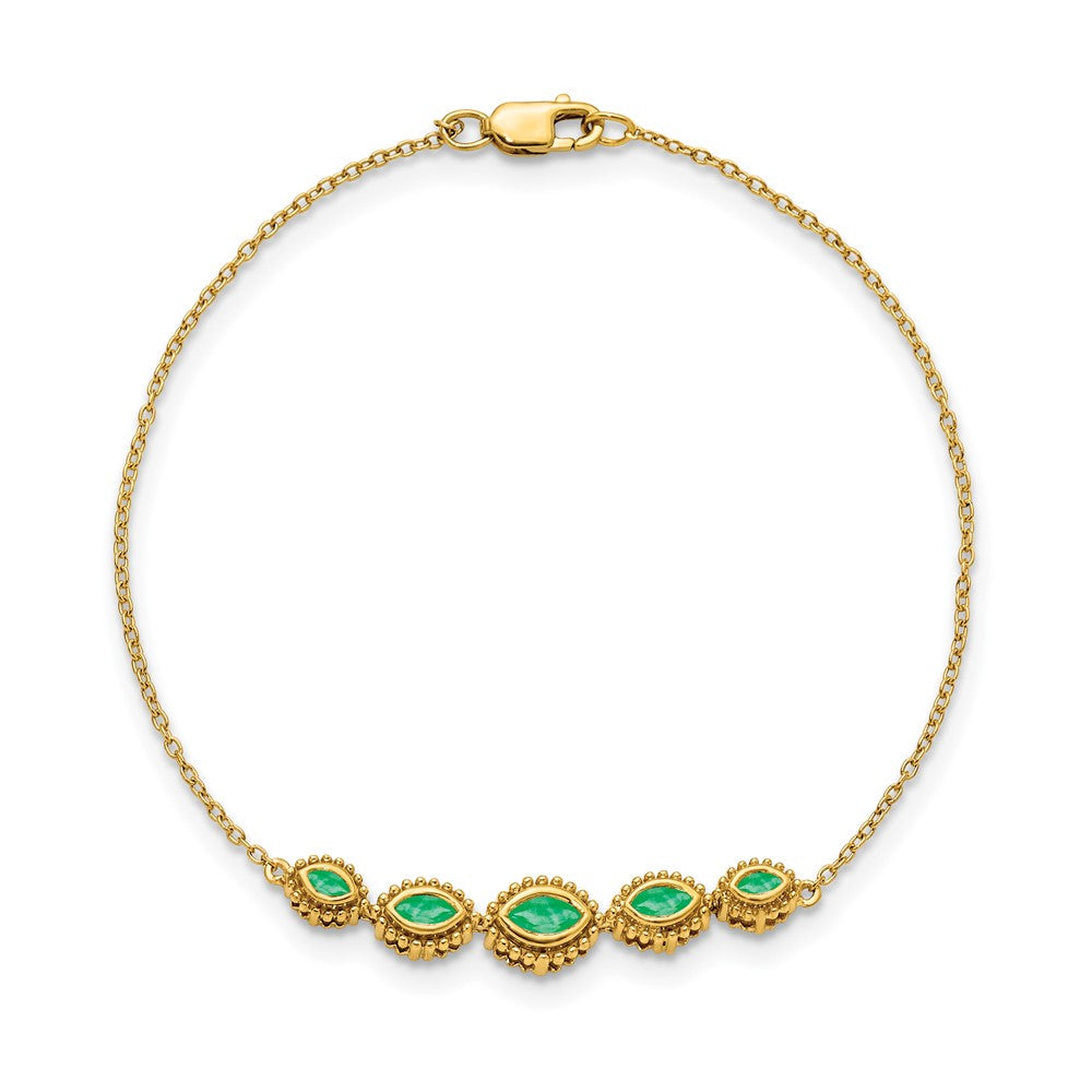 14K Gelbgold Armband mit Smaragden im Marquise-Schliff