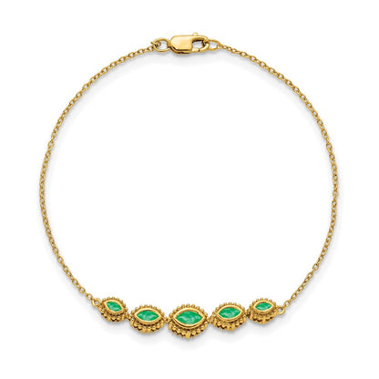 14K Gelbgold Armband mit Smaragden im Marquise-Schliff