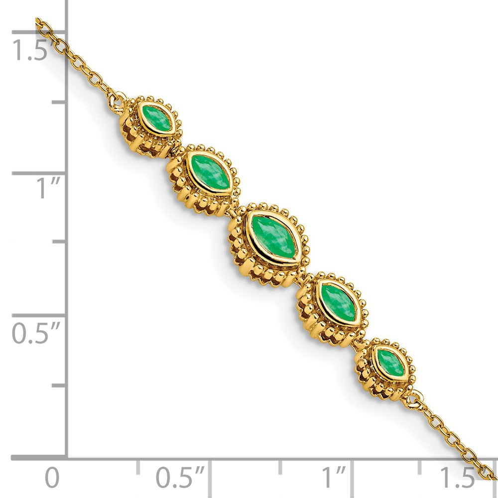 14K Gelbgold Armband mit Smaragden im Marquise-Schliff
