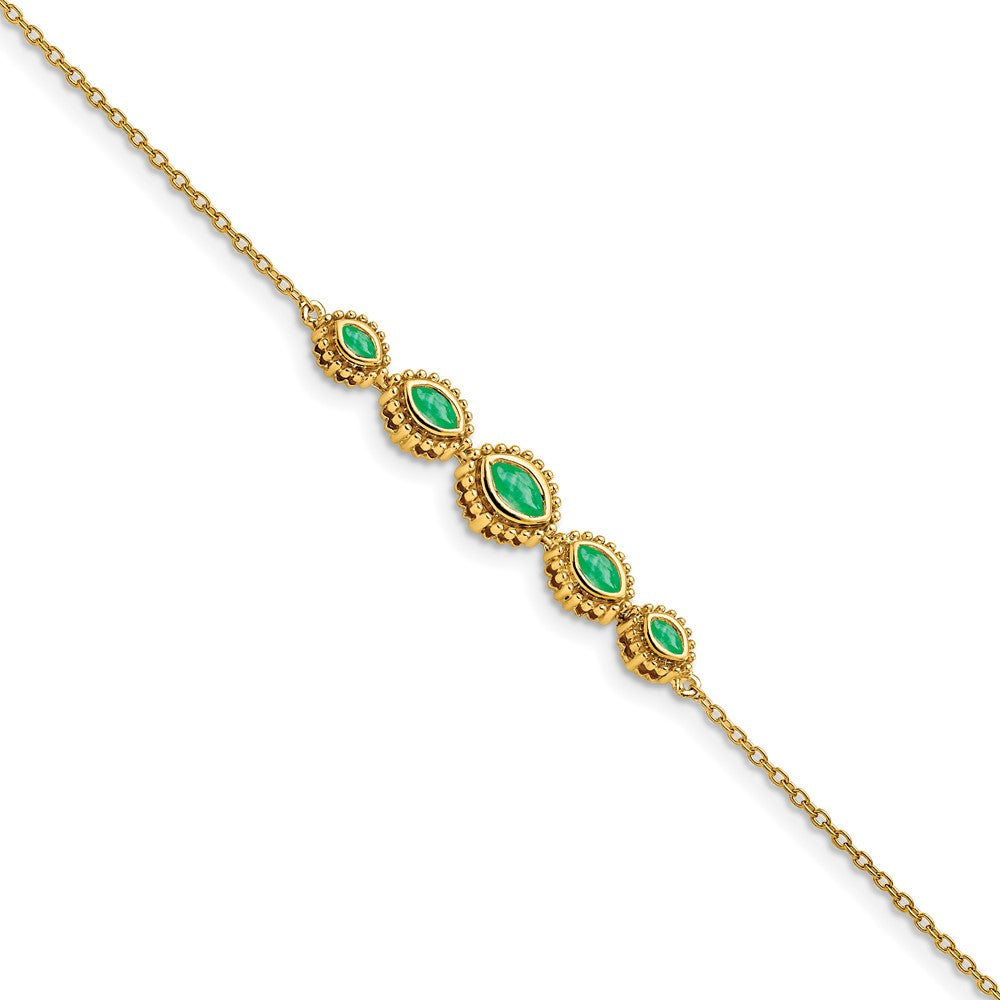 14K Gelbgold Armband mit Smaragden im Marquise-Schliff