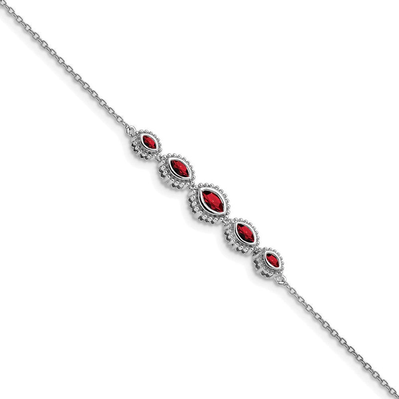 14K Gelbgold Armband mit Granat im Marquise-Schliff