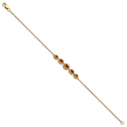 14K Gelbgold Armreif mit Granat im Marquise-Schliff