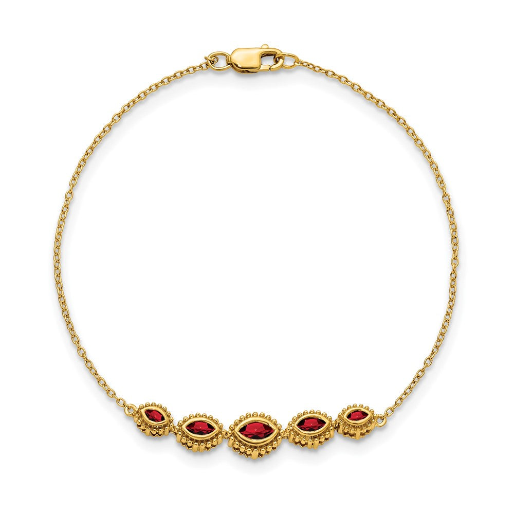 14K Gelbgold Armreif mit Granat im Marquise-Schliff