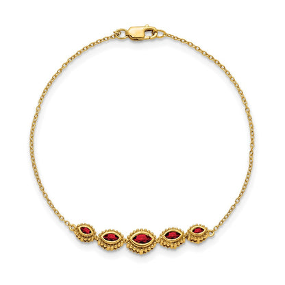 14K Gelbgold Armreif mit Granat im Marquise-Schliff