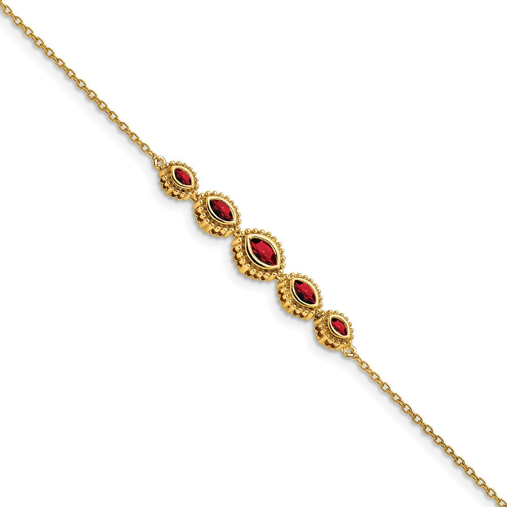 14K Gelbgold Armreif mit Granat im Marquise-Schliff