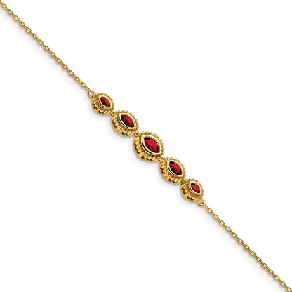14K Gelbgold Armreif mit Granat im Marquise-Schliff