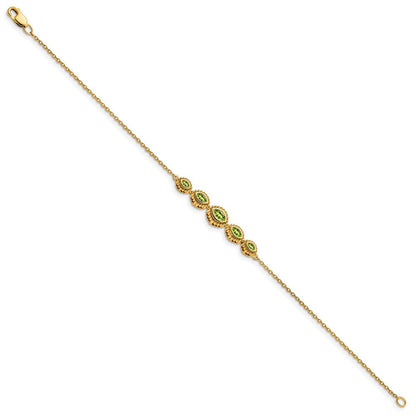 14K Gelbgold Armband mit Peridot im Marquise-Schliff