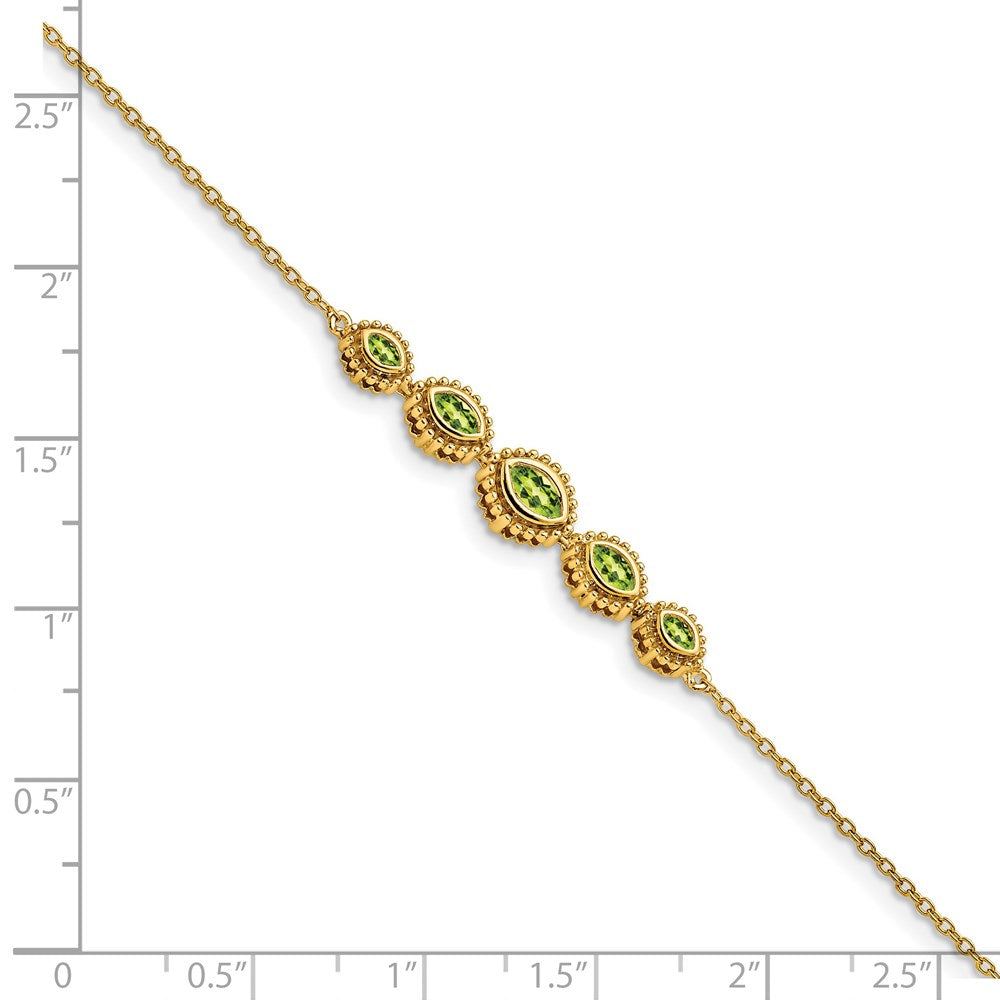 14K Gelbgold Armband mit Peridot im Marquise-Schliff