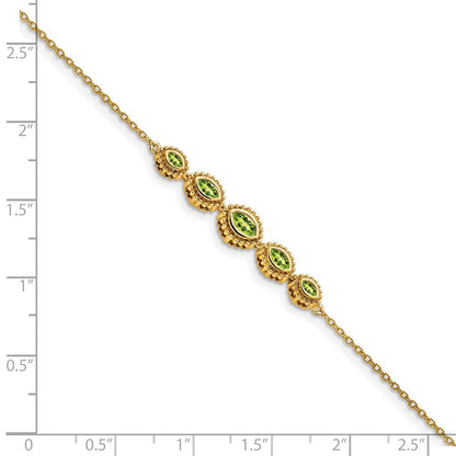 14K Gelbgold Armband mit Peridot im Marquise-Schliff