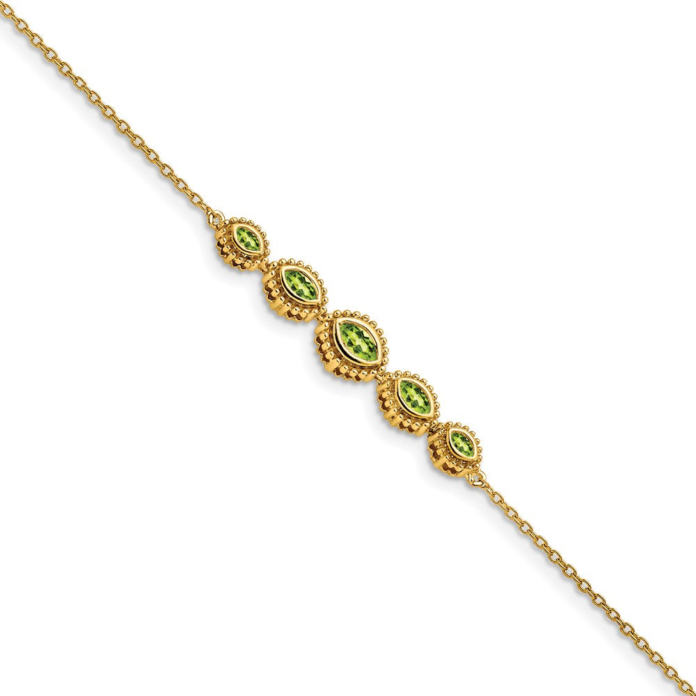 14K Gelbgold Armband mit Peridot im Marquise-Schliff