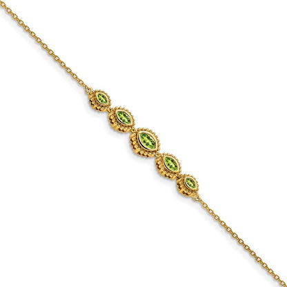 14K Gelbgold Armband mit Peridot im Marquise-Schliff