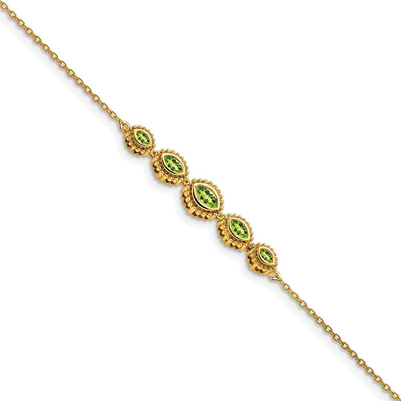 14K Gelbgold Armband mit Peridot im Marquise-Schliff