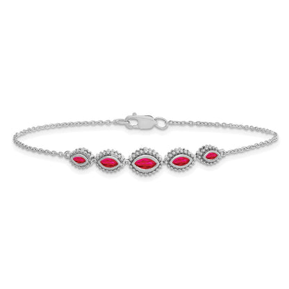 14-Karat-Gelbgold-Armband mit Rubinen im Marquise-Schliff