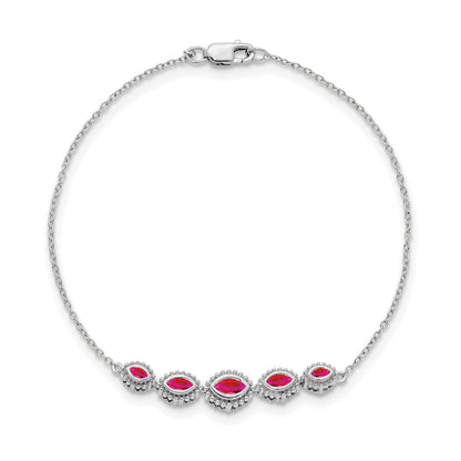 14-Karat-Gelbgold-Armband mit Rubinen im Marquise-Schliff